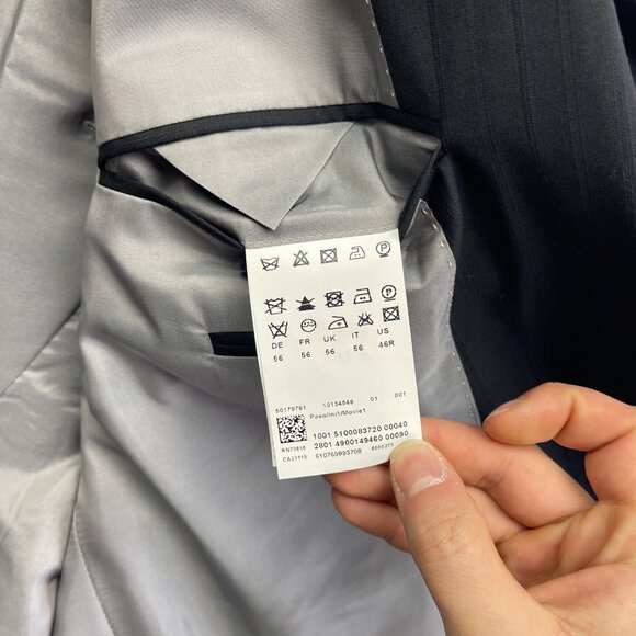 Hugo Boss Pasolini Movie Wool Blazer Men 46R Black w/ Blue Pinstripe Sport Coat* - Picture 11 of 16